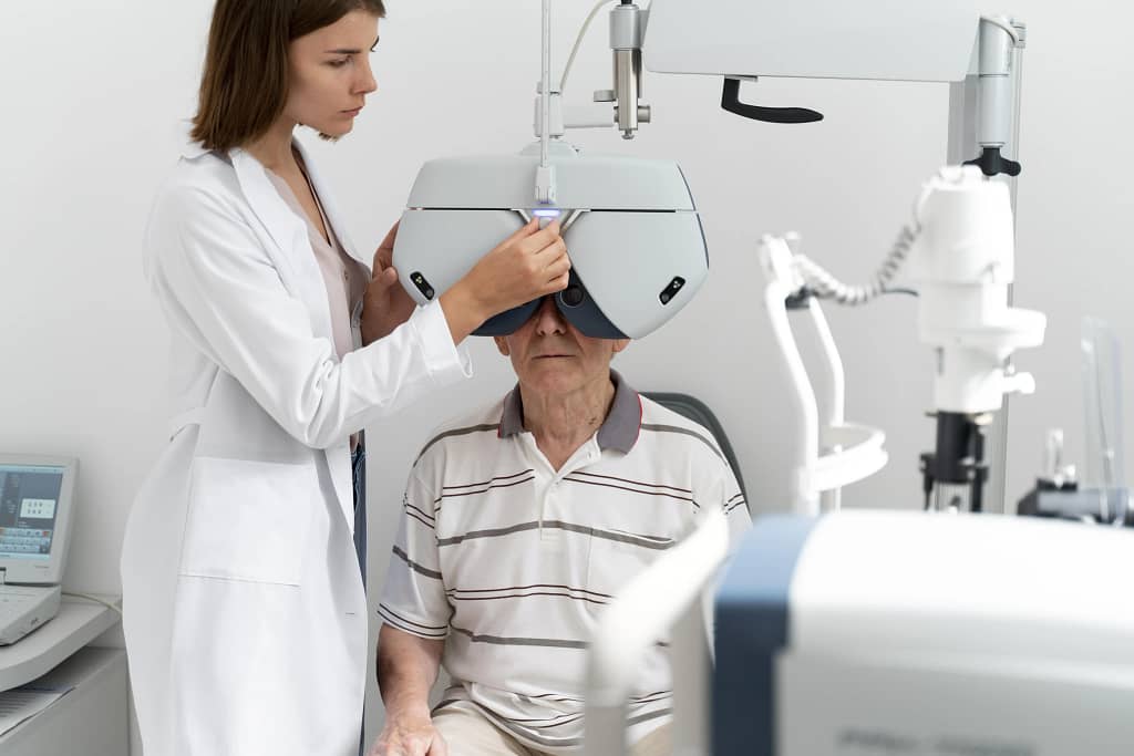 image of eye doctor testing eye - AV Eye Hospital